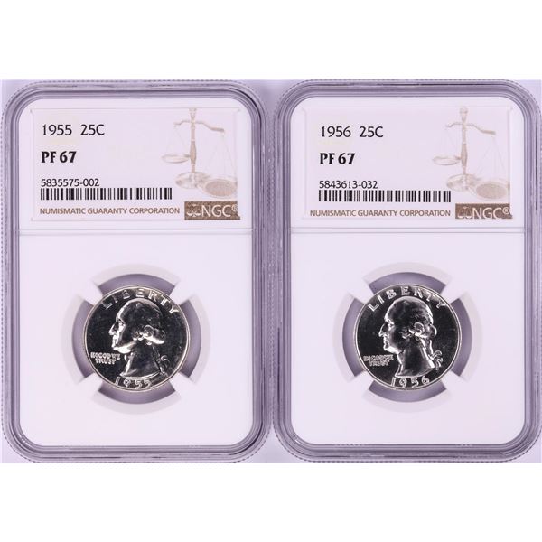 Lot of 1955-1956 Proof Washington Quarter Coins NGC PF67