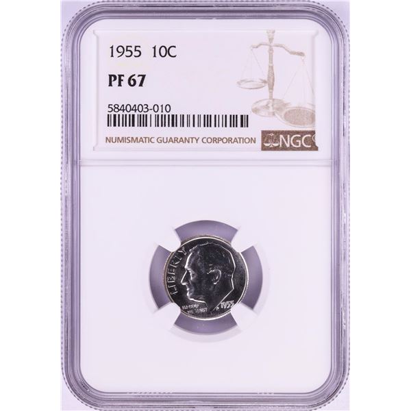 1955 Proof Roosevelt Dime Coin NGC PF67