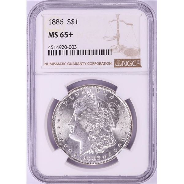 1886 $1 Morgan Silver Dollar Coin NGC MS65+