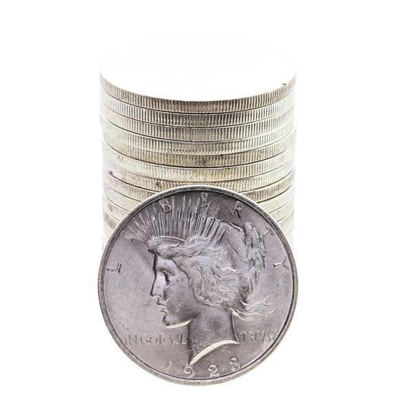 Roll of (20) Brilliant Uncirculated 1923 $1 Peace Silver Dollar Coins