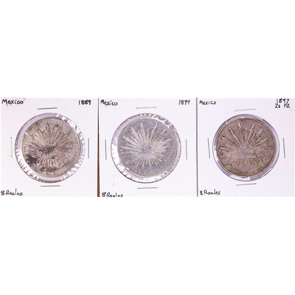 Lot of (3) Mexico 8 Reales Cap & Rays Silver Coins