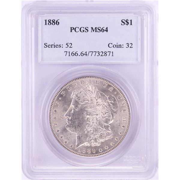 1886 $1 Morgan Silver Dollar Coin PCGS MS64