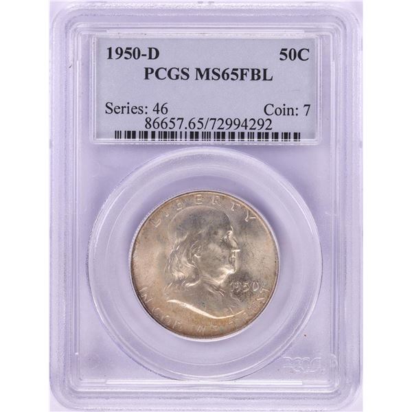 1950-D Franklin Half Dollar Coin PCGS MS65FBL