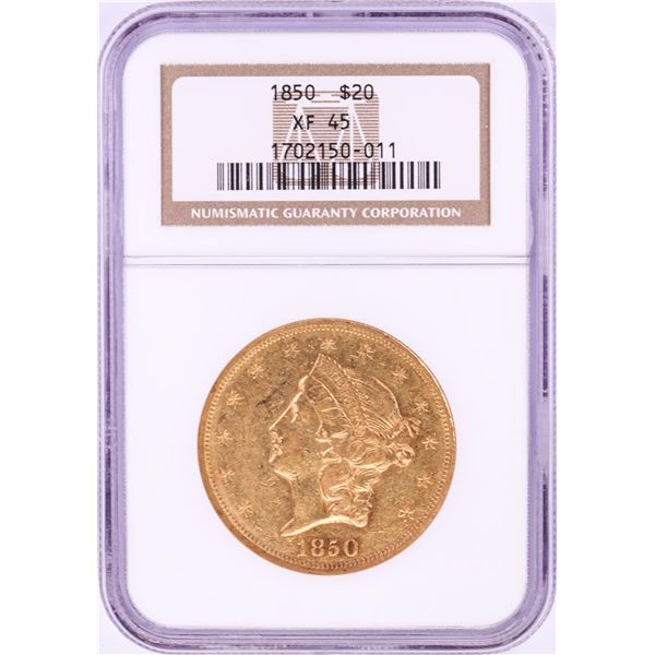 1850 $20 Liberty Head Double Eagle Gold Coin NGC XF45