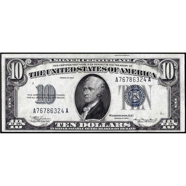 1934 $10 Silver Certificate Note