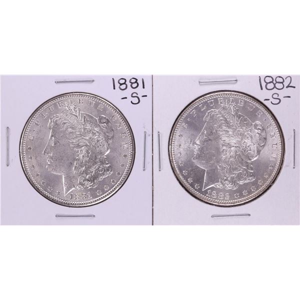 Lot of 1881-S & 1882-S $1 Morgan Silver Dollar Coins