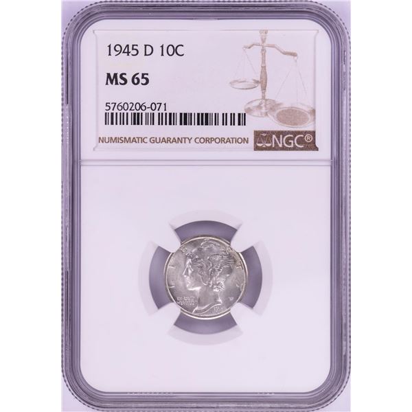 1945-D Mercury Dime Coin NGC MS65
