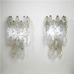 Venini sconces, pair Italy, c. 1960 glass,