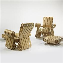 Frank Gehry Power Play armchairs and ottom