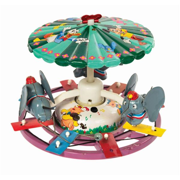 Marx Dumbo Musical Mechanical Merry-Go-Round Tin Toy.