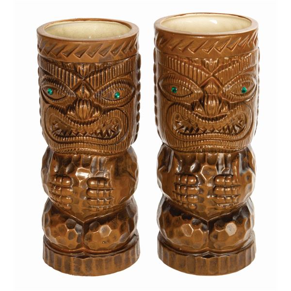 Pair of Adventureland Jewel-Eyed Tiki Mugs.