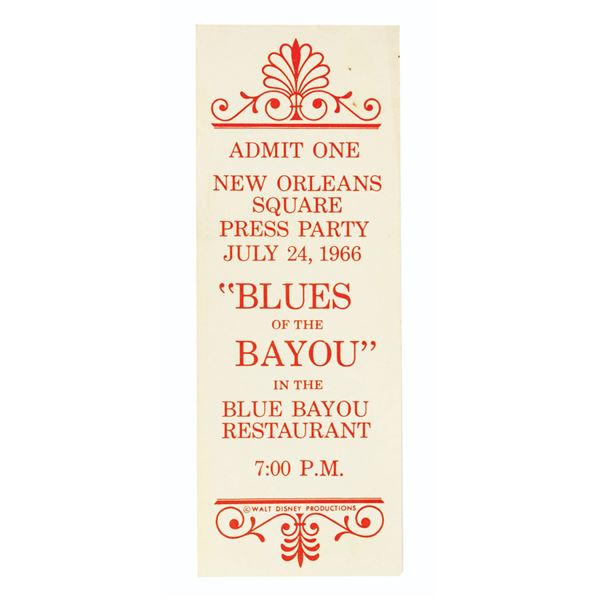 Milt Albright's Blues of the Bayou Press Party Ticket.