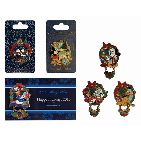 Set of (6) Club 33 Holiday Pins.