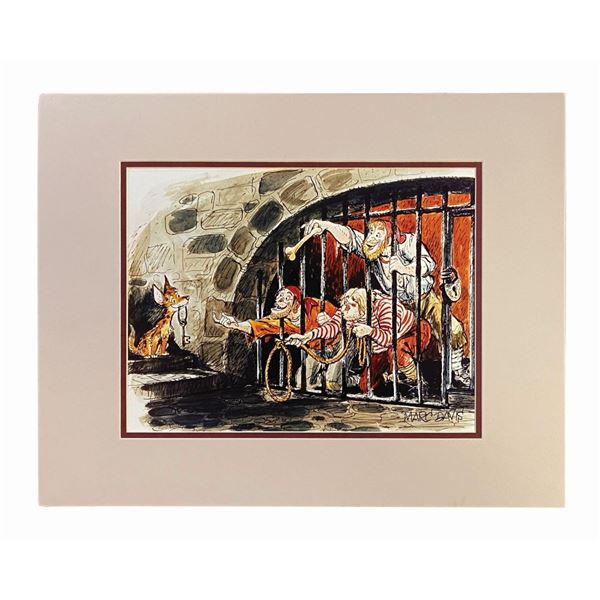 Signed Marc Davis Pirates Jail Scene Concept Art Print.