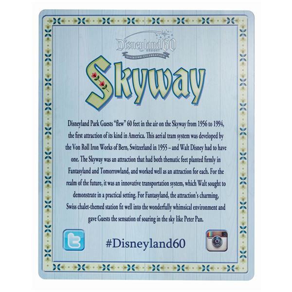 Disneyland 60th Anniversary Skyway Photo Op Sign.