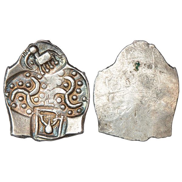 Ancient India: Archaic silver punch-marked coin, Upper Tapi river system, Betul Hoard, ½ Karshapana