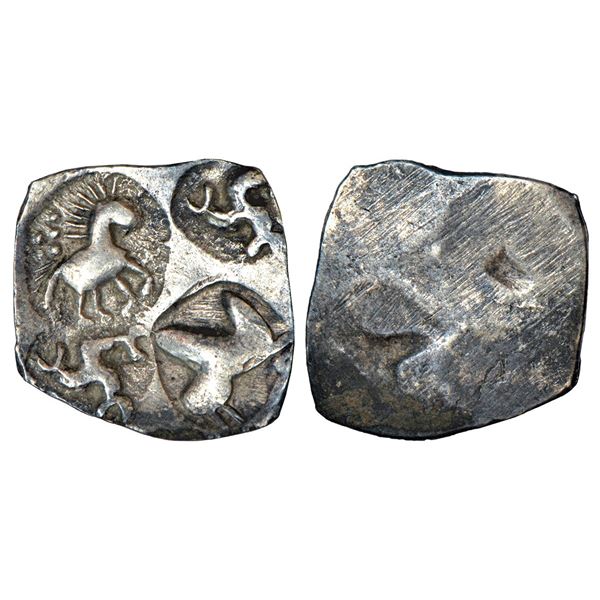 Ancient India: Archaic silver punch-marked coin, Godavari Valley region, 'Ashmaka Janapada', 1.20g
