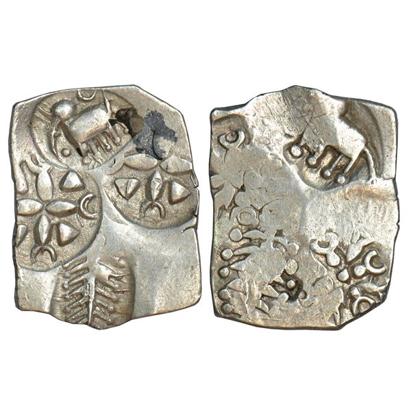 Ancient India: Archaic silver punch-marked coin, Godavari Valley region, 'Ashmaka Janapada', 1.50g