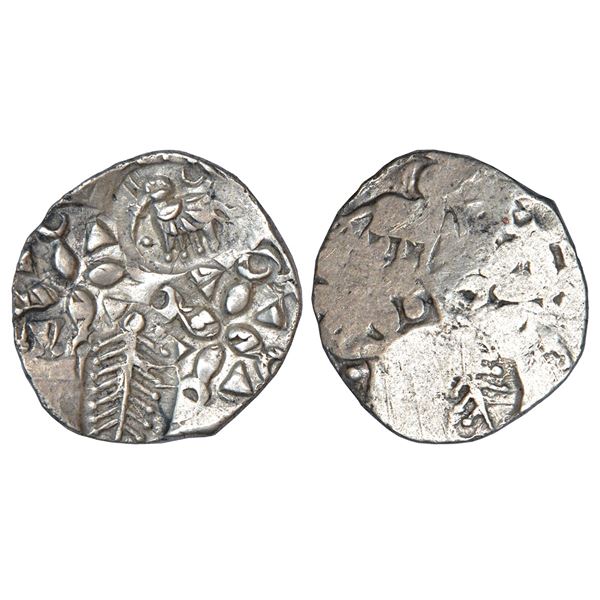 Ancient India: Archaic silver punch-marked coin, Godavari Valley region, 'Ashmaka Janapada', 1.51g