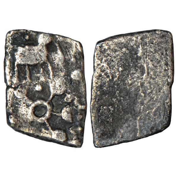 Ancient India: Archaic silver punch-marked coin, Godavari Valley region, 'Ashmaka Janapada', 0.62g