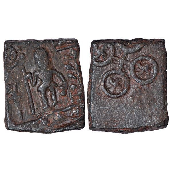 Ancient India: Ancient Malwa, Ujjain region, post-Mauryan uninscribed die-struck copper coin, 5.38g