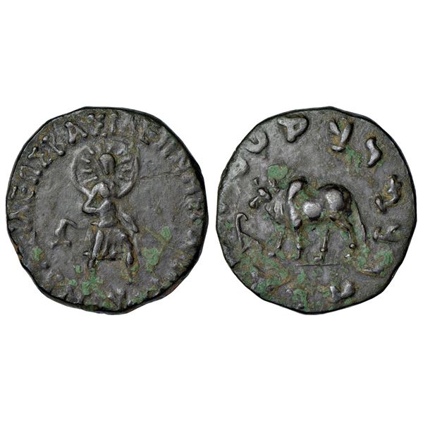 Ancient India: Indo-Scythians, Maues (125-85BC), copper unit, Senior ISCH 13.2, 9.35g.