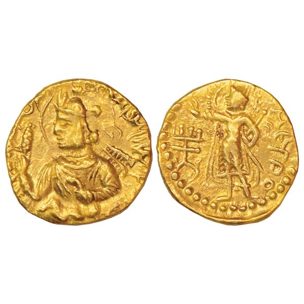 Ancient India: Kushans, gold ¼ dinar of Huvishka (152-185 AD), Gobl 337, 1.94g.