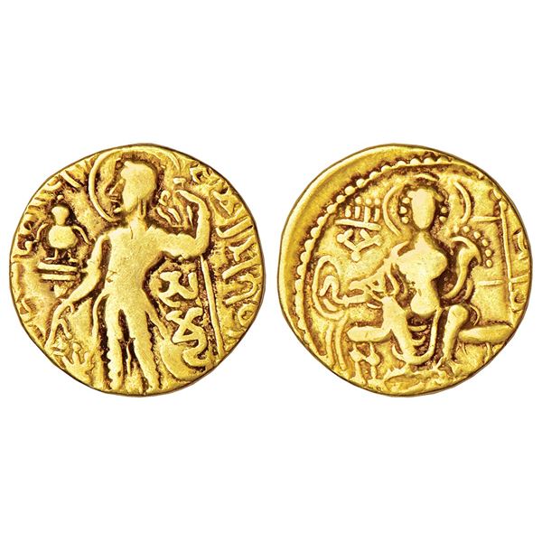 Ancient India: Gupta Empire, gold dinar of Samudra Gupta (350-375AD), 'Standard/javelin' type, 7.29g