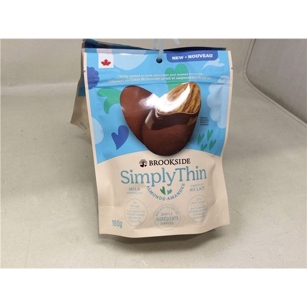 Brookside Simply Thin- Milk Chocolate Coated Almonds with Dusted Cocoa (6 x 160g)