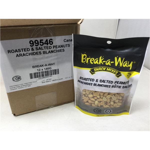 Case of Break-A-Way Roasted & Salted Peanuts (12 x 140g)