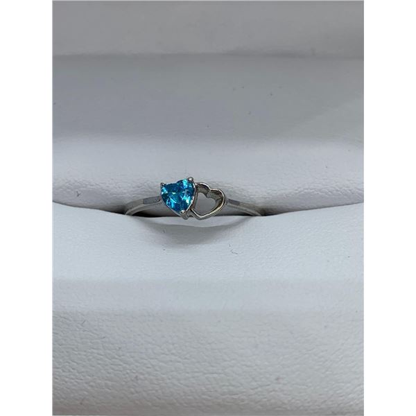 Blue Topaz Cubic Zirconia Heart Shaped Ring, Size 8