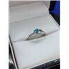 Image 3 : Blue Topaz Cubic Zirconia Heart Shaped Ring, Size 8