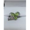 Image 1 : Silver Peridot Rhodium Plated ring, size 8
