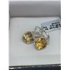 Image 1 : Silver Citrine Rhodium Plated Earrings