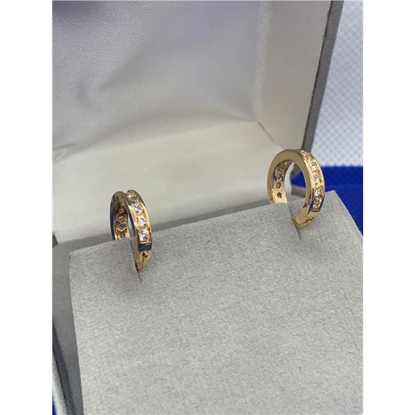 Gold Multi-Stone Hoop Earrings.