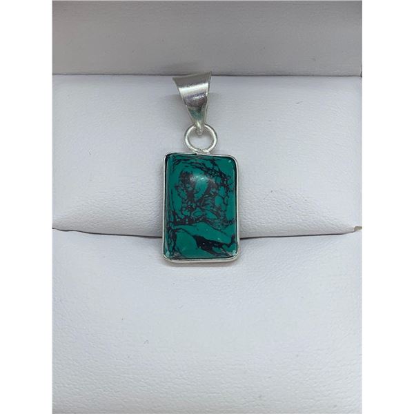 Turquoise Gemstone, Silver Plated Pendant