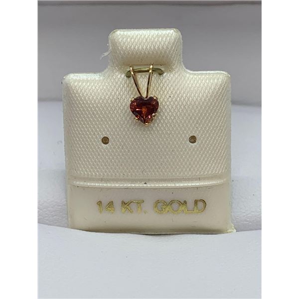 14KT Gold Garnet Heart- Birthstone Pendant