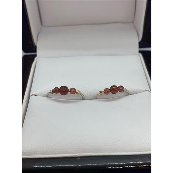 Red Bead Hoop Earrings