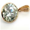 Image 1 : 14K Yellow Gold Moissanite(5ct) Hand Assembled,1 Bezel Set Round Cut Moderate Bluish Green Moissanit