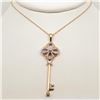 Image 1 : 10K Yellow Gold Diamond(0.25ct) Key Pendant And Wheat Link Necklace With Spring Ring Clasp, 53 Prong