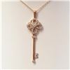 Image 4 : 10K Yellow Gold Diamond(0.25ct) Key Pendant And Wheat Link Necklace With Spring Ring Clasp, 53 Prong