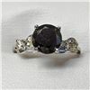 Image 1 : 10K White Gold Fancy Black Diamond(1.75ct) Diamond(0.2ct) Claw Set, 4 Side Diamonds(Si,G-H) Ring (~S