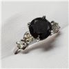 Image 2 : 10K White Gold Fancy Black Diamond(1.75ct) Diamond(0.2ct) Claw Set, 4 Side Diamonds(Si,G-H) Ring (~S