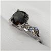 Image 3 : 10K White Gold Fancy Black Diamond(1.75ct) Diamond(0.2ct) Claw Set, 4 Side Diamonds(Si,G-H) Ring (~S
