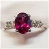 Image 1 : 10K White Gold Rare Grape Garnet(1.4ct) Diamond(0.15ct) Prong Set, 1 Oval Cut Natural Rhodolite Very