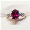 Image 2 : 10K White Gold Rare Grape Garnet(1.4ct) Diamond(0.15ct) Prong Set, 1 Oval Cut Natural Rhodolite Very