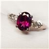 Image 3 : 10K White Gold Rare Grape Garnet(1.4ct) Diamond(0.15ct) Prong Set, 1 Oval Cut Natural Rhodolite Very