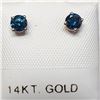 Image 2 : 14K White Gold 2 Fancy Diamond(0.38ct) Blue Diamond Studs Earrings (~weight 0.4g), Made in Canada, S