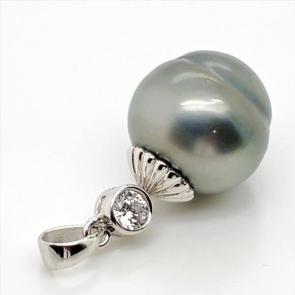 Silver Tahitian Pearl(12-13Mm) Cubic Zirconia 925 Marking Pendant (~weight 5g), Suggested Retail Val