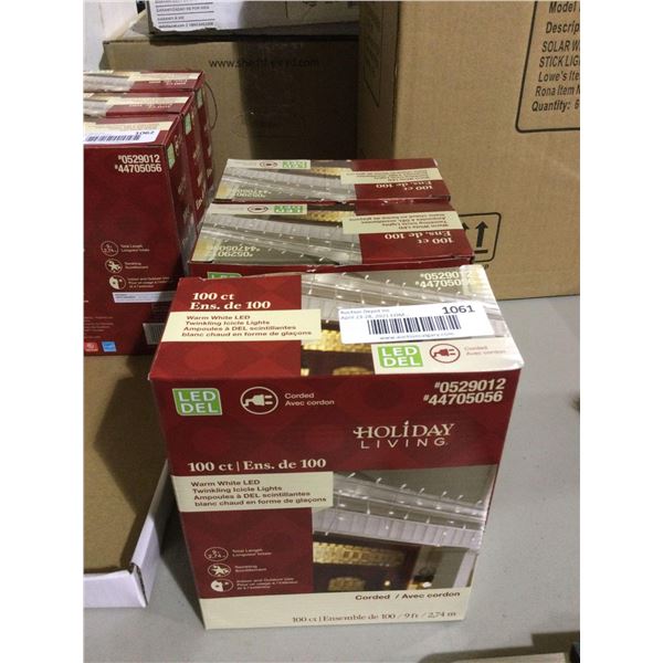 Holiday Living 9ft Warm White LED Twinkling Icicle Lights Lot of 3